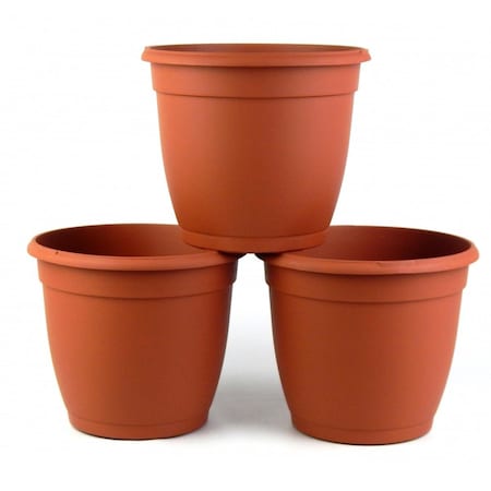 Curtilage 8 in. Decorative Terra Cotta Plastic Pot, 3PK CU2527879